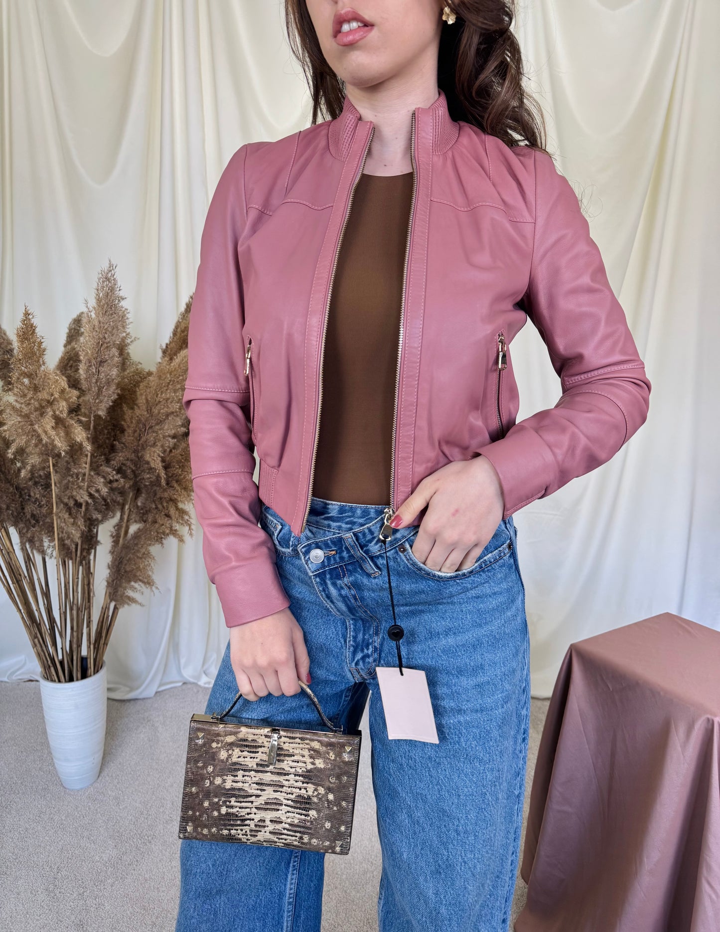 Geaca premium TWINSET din piele naturala super fină 
(Mărimea XS)