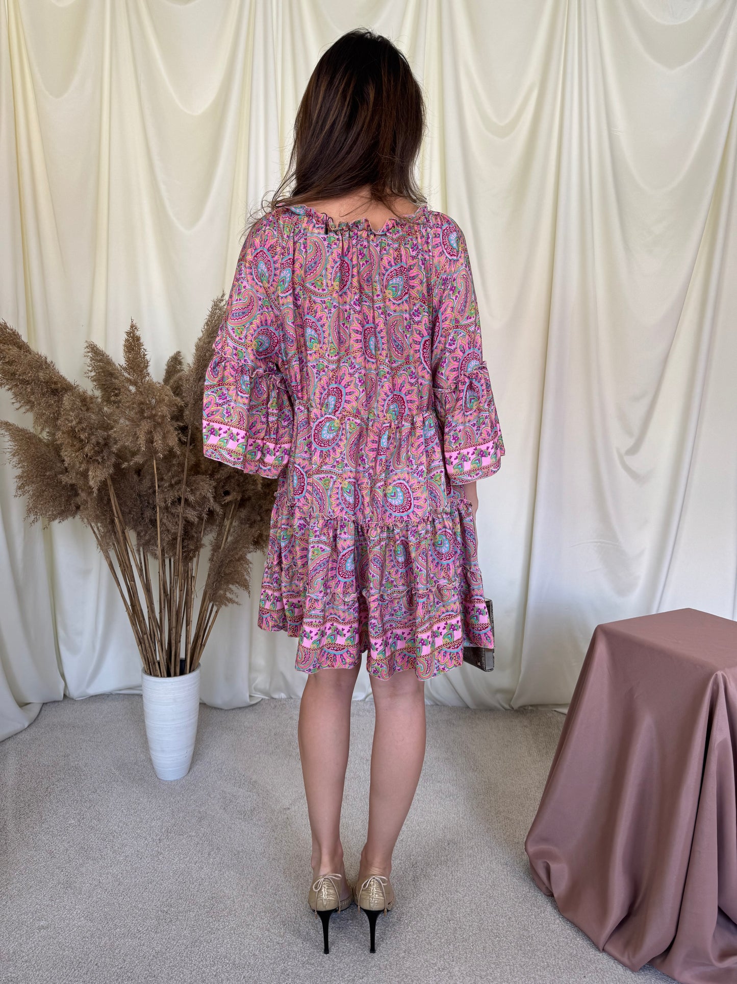 Rochie de vară cu print floral din mătase naturală (mărime universală S-L)