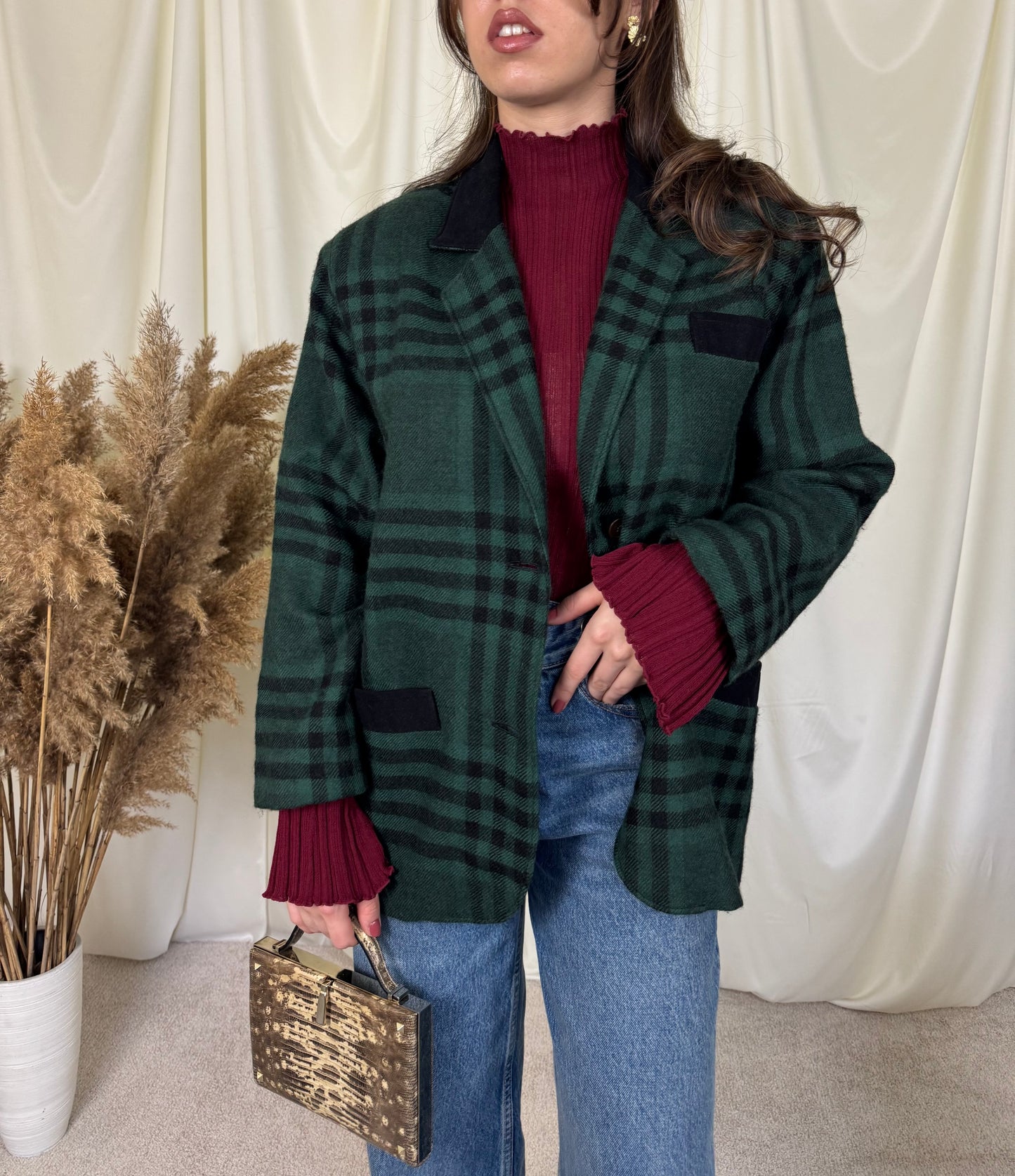 Sacou-jacheta vintage din 100% lână, mărimea M