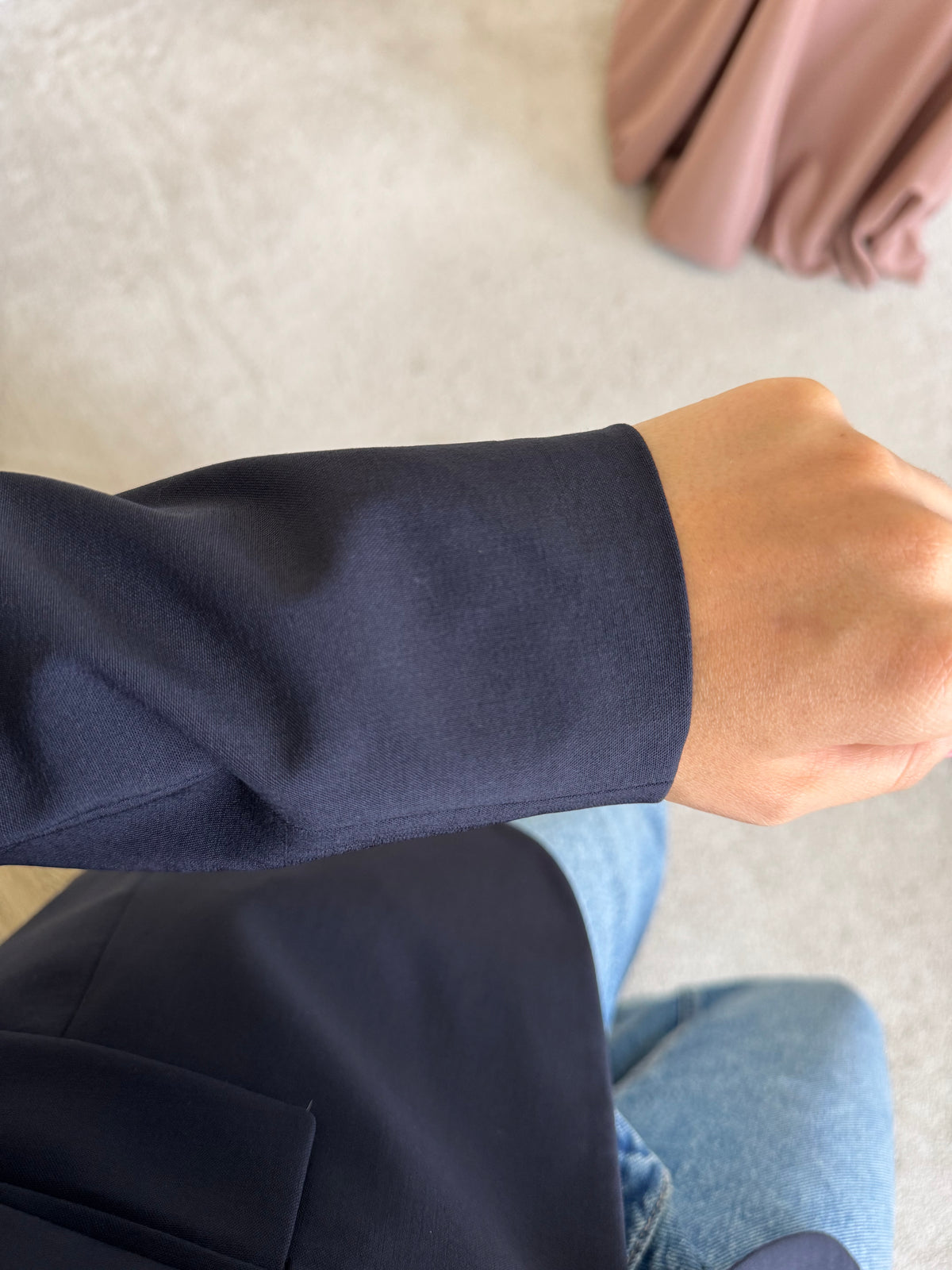 Sacou premium Hugo Boss din stofă de lână fină, bleumarin( mărimea S-M)