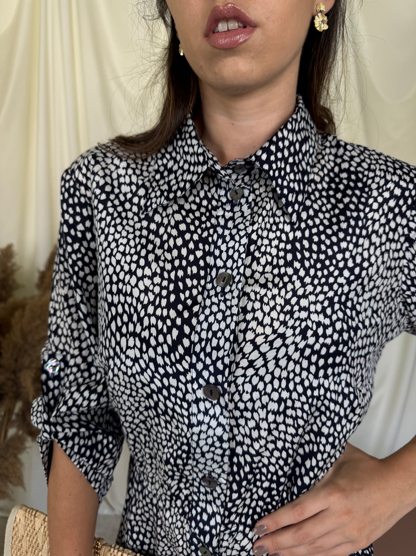 Rochie maxi premium Madeleine din mătase și bumbac cu print și talie elastică ( mărimea L)