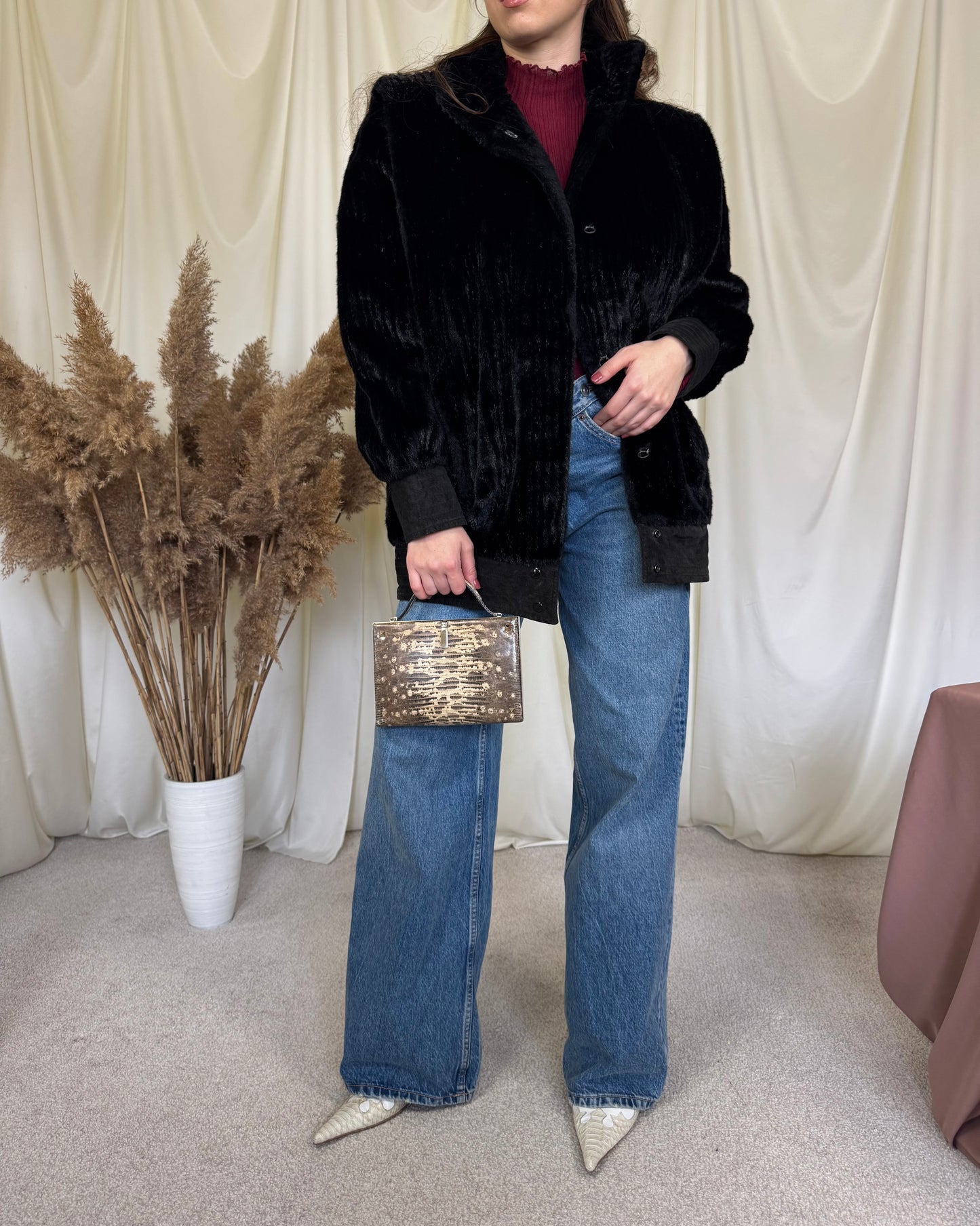 Palton vintage din blană eco, (mărimea M/L)