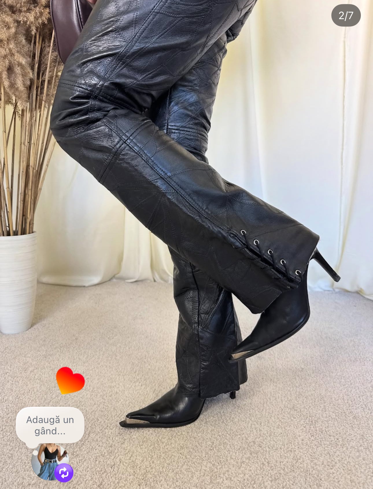 Pantaloni vintage piele naturală( mărimea XS-S)