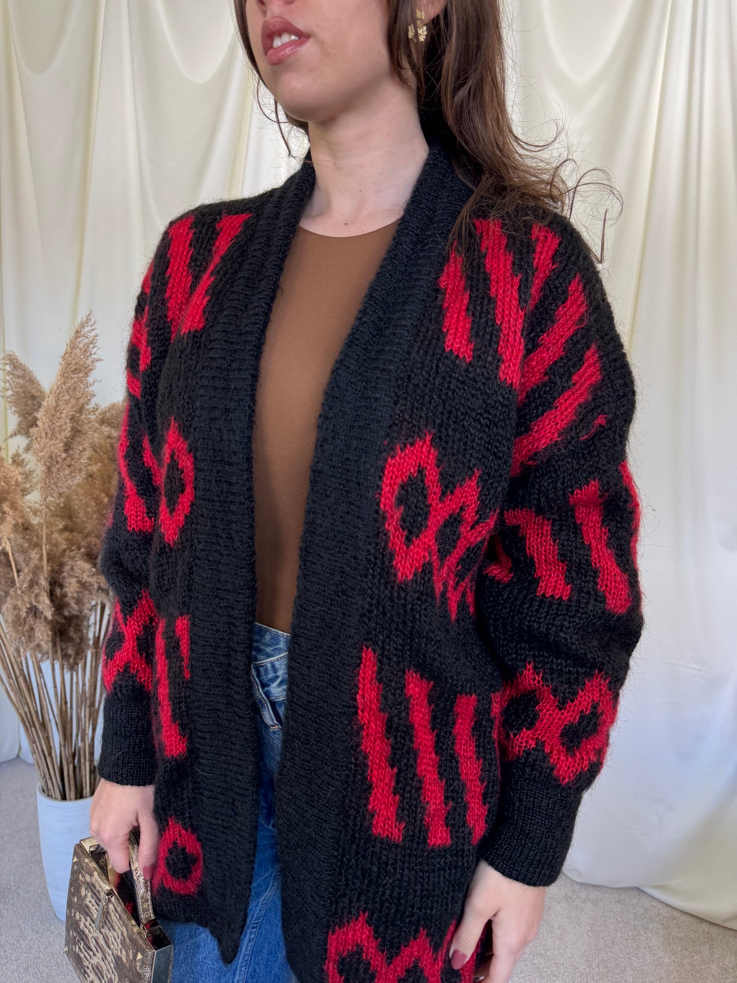 Cardigan vintage HANDMADE din lana( S-M)