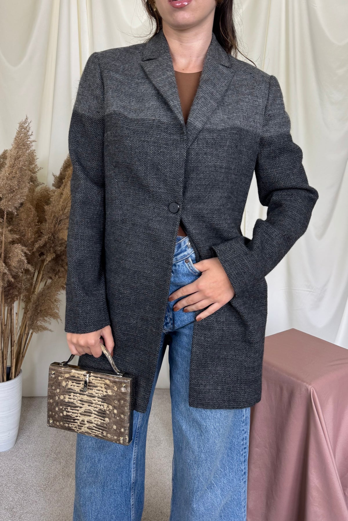 Palton luxury VALENTINO din lana și mohair in 2 nuanțe de gri ( mărimea S/M)