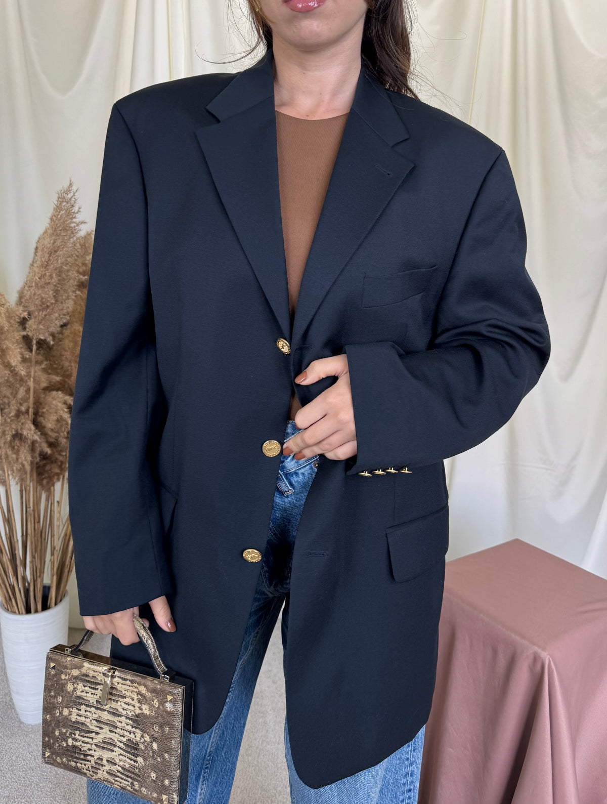 Sacou luxury YvesSaintLaurent din stofă premium 100% lână cu nasturi metalici inscripționați YSL( mărimea L/XL)