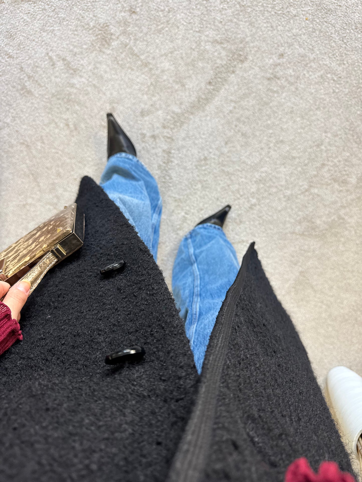 Palton vintage superb din stofă de lână boucle, mărimea M