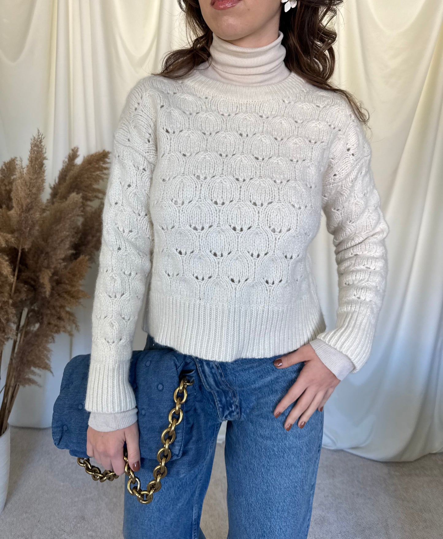 Pulover din lână și bumbac, mărimea S