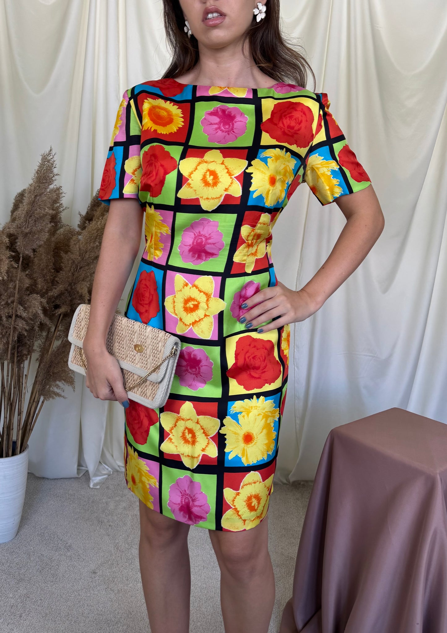 Rochie luxury 90’s Laurel by Escada din 100% matase naturala cu print floral ( marimea 40/ M/L)