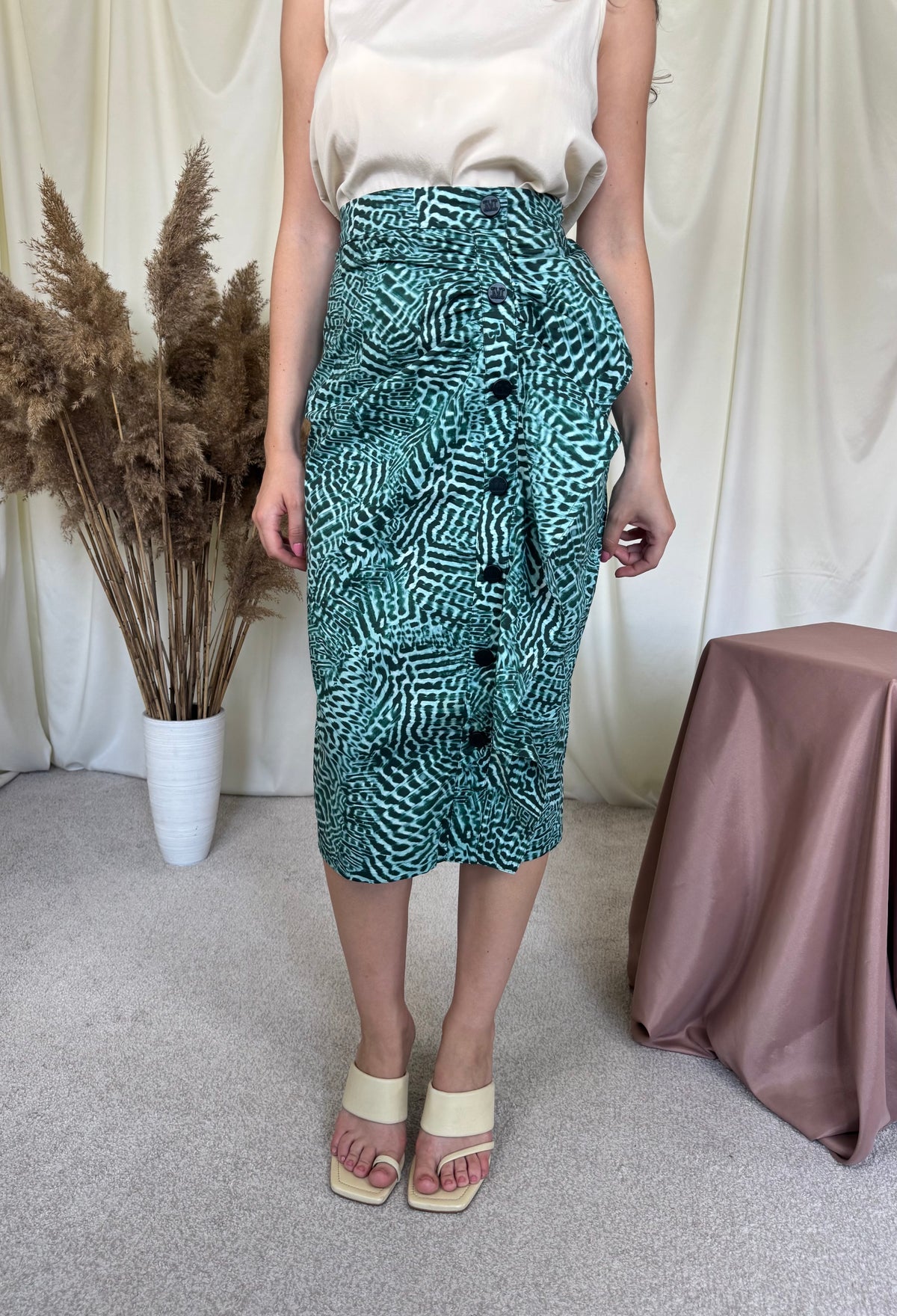 Fusta luxury MAX MARA din bumbac cu print, talie înaltă marcata  ( mărimea S) 70-72 cm talie