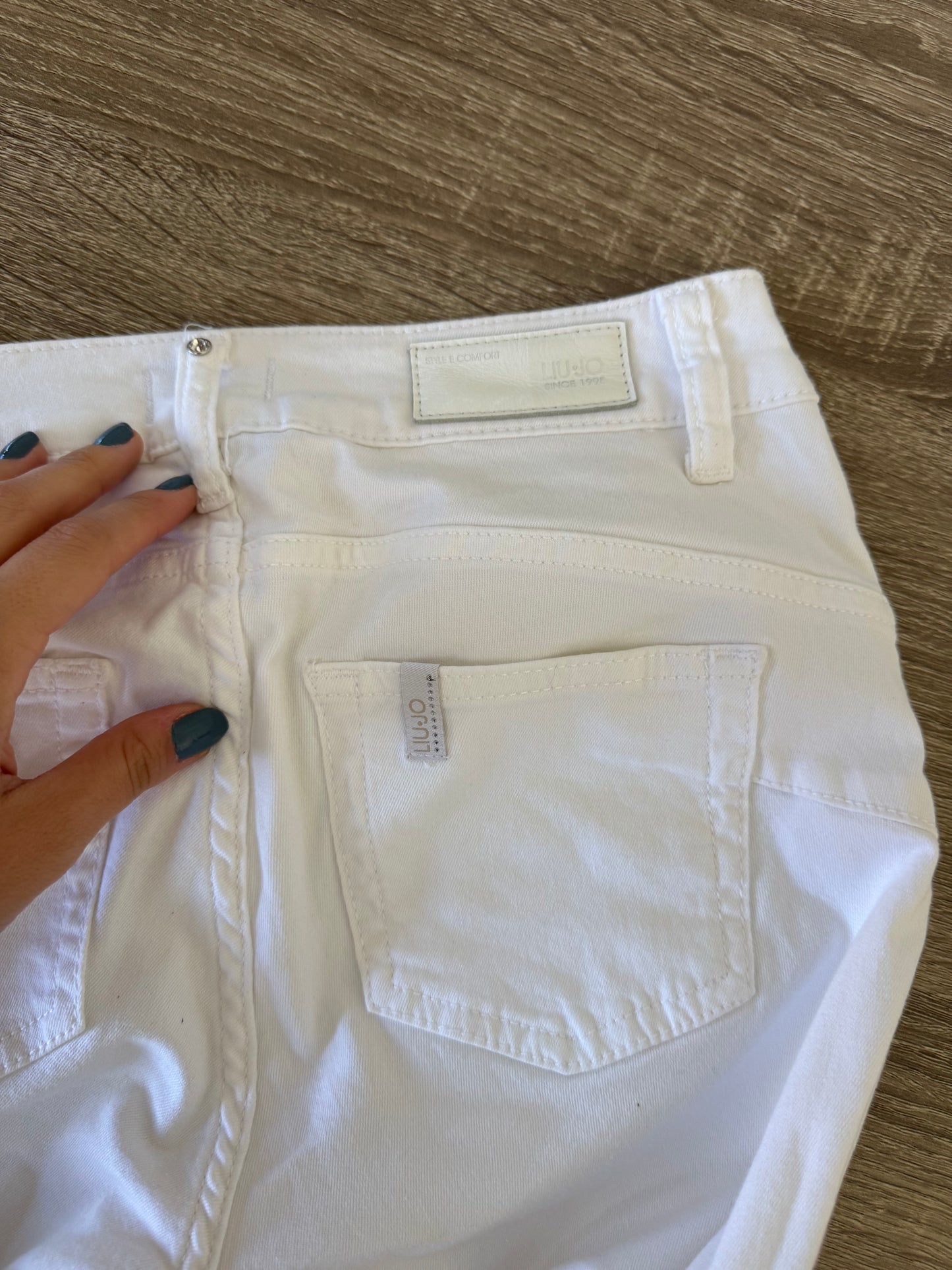 Pantalon Liu Jo din bumbac cu detalii brodate, stretch ( mărimea XS)