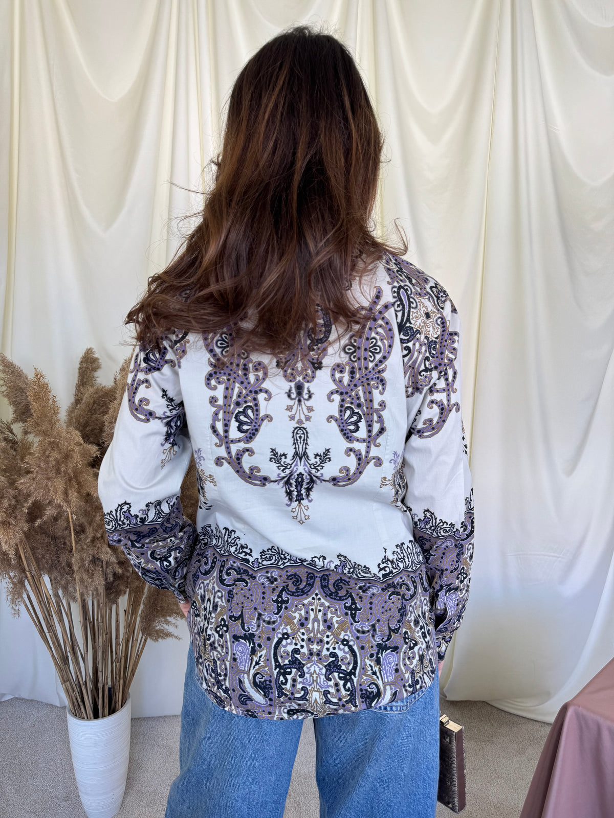 Cămașă luxury ETRO din bumbac cu nasturi inscripționați și print specific brandului ( mărimea M/L)
