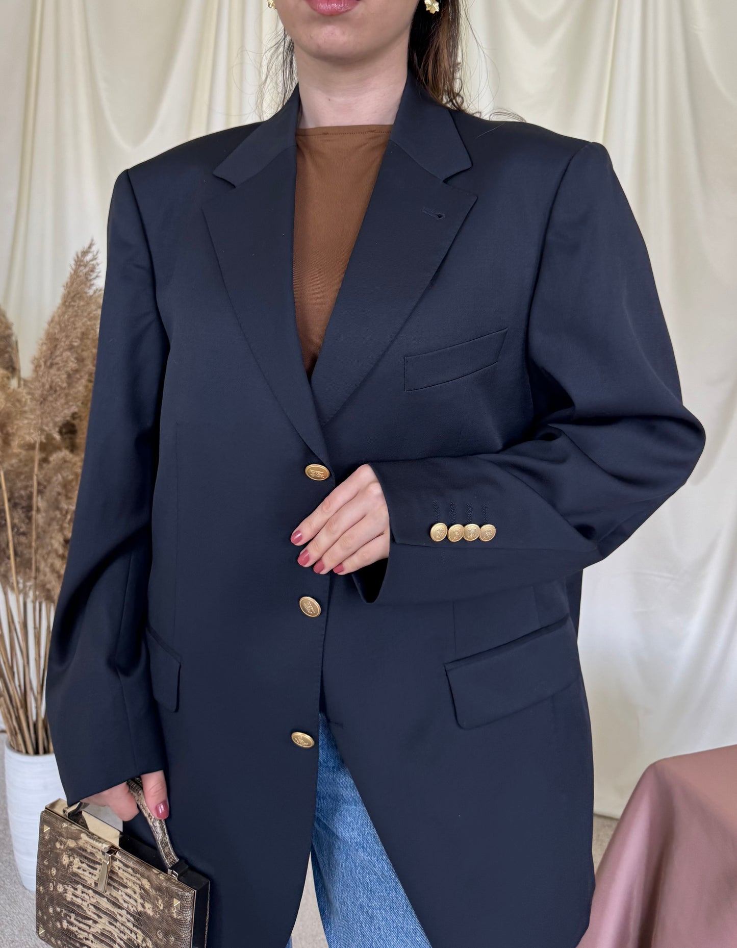 Sacou BURBERRY cu nasturi metalici inscripționați in fit oversized 
(Mărimea L/XL)