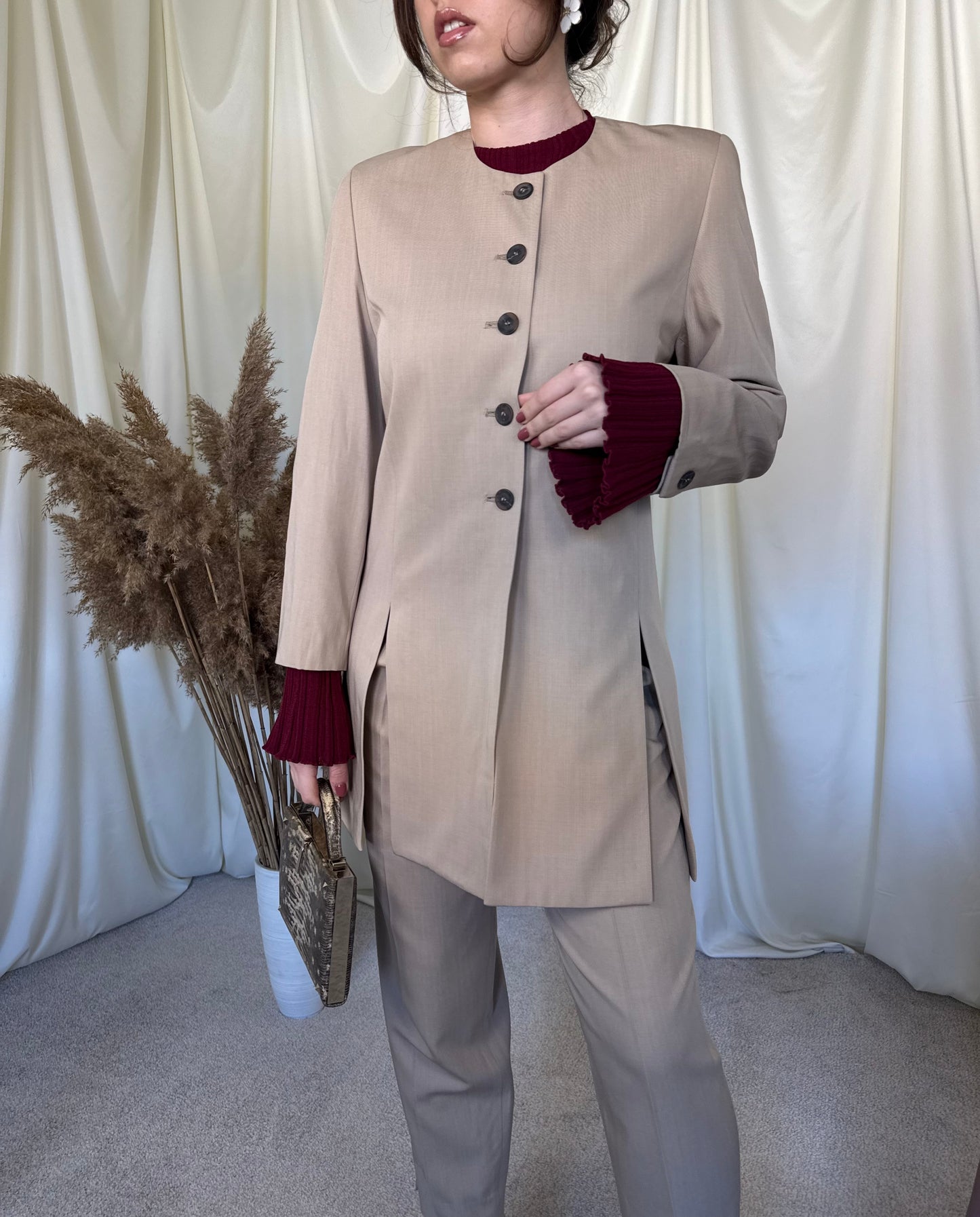 (BACK IN STOCK) Sacou vintage + pantalon cu talie înaltă ( S)