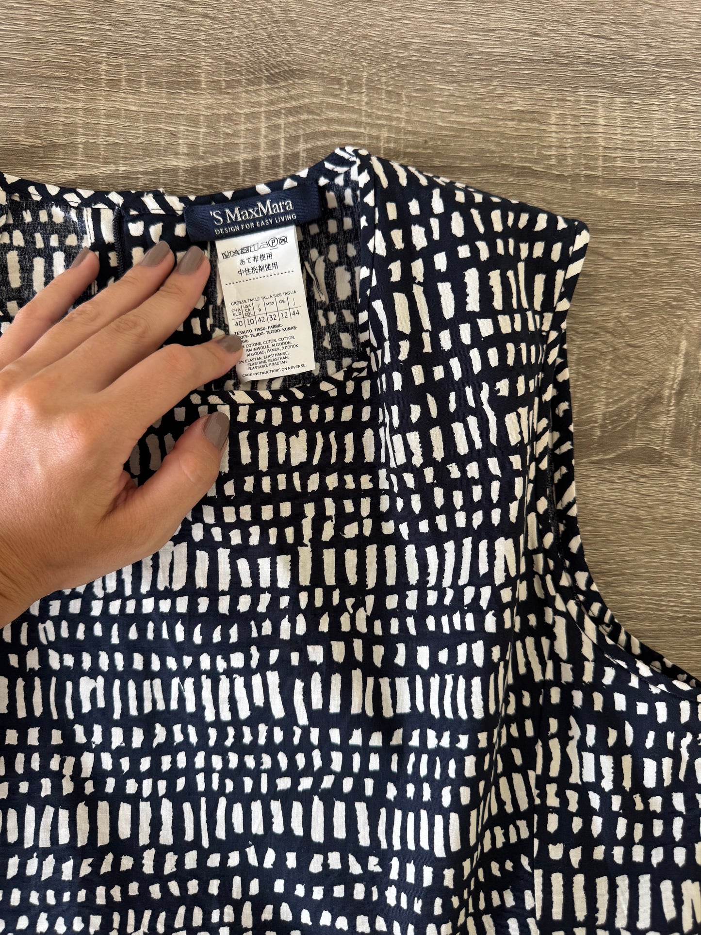 Rochie premium Max Mara din bumbac cu print, talie marcata ( mărimea M, S-M)