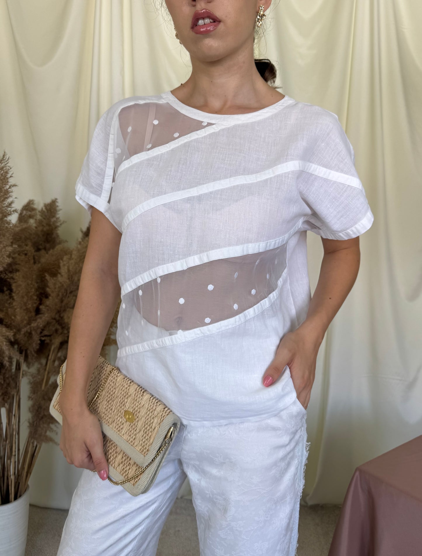 Cămașă vintage de vară ESCADA din 100% in ( mărimea S) fit lejer