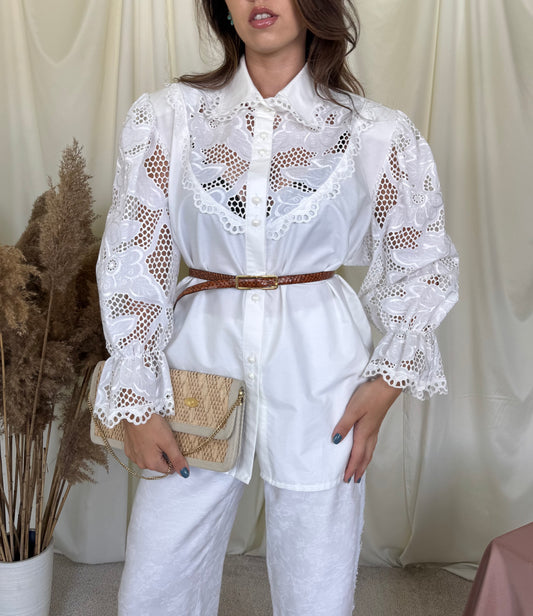 Cămașă vintage spectaculoasa din 100% bumbac cu broderie superbă ( mărimea XXL)