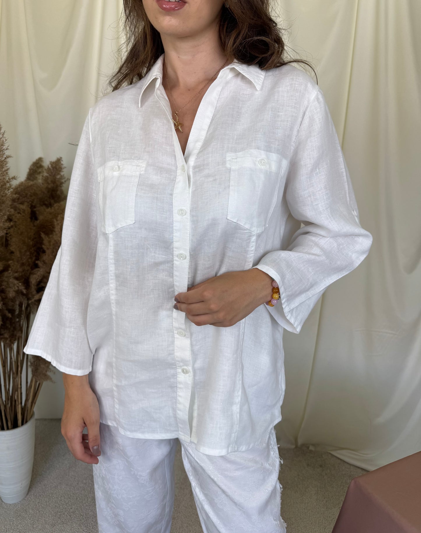 Cămașă de vară Barbara Lebek din in cu mâneci 3/4 ( mărimea L)