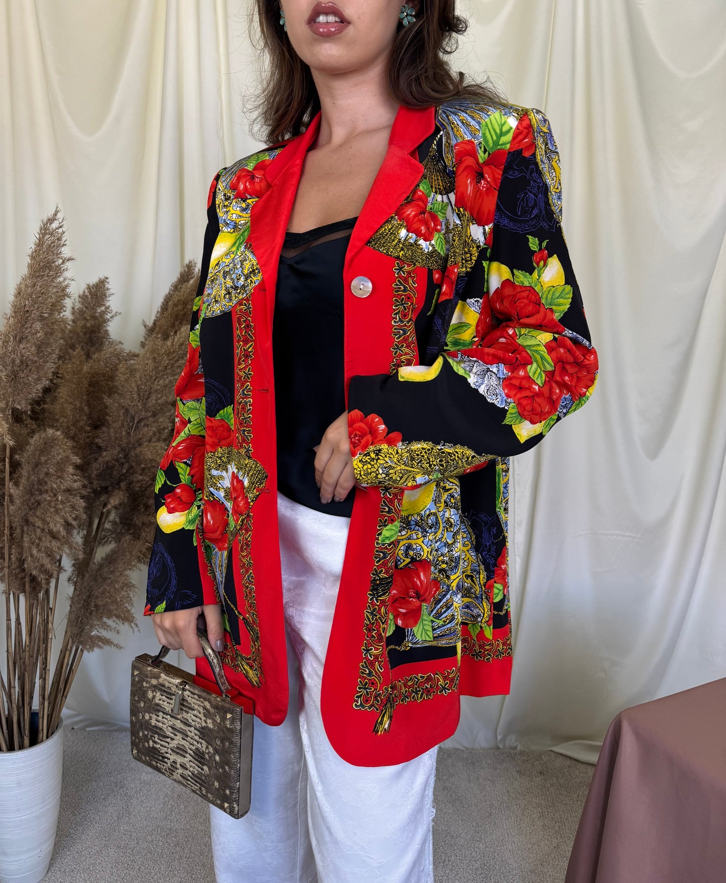 Sacou ELEGANCE PARIS din 100% mătase naturala cu print( Mărimea L)