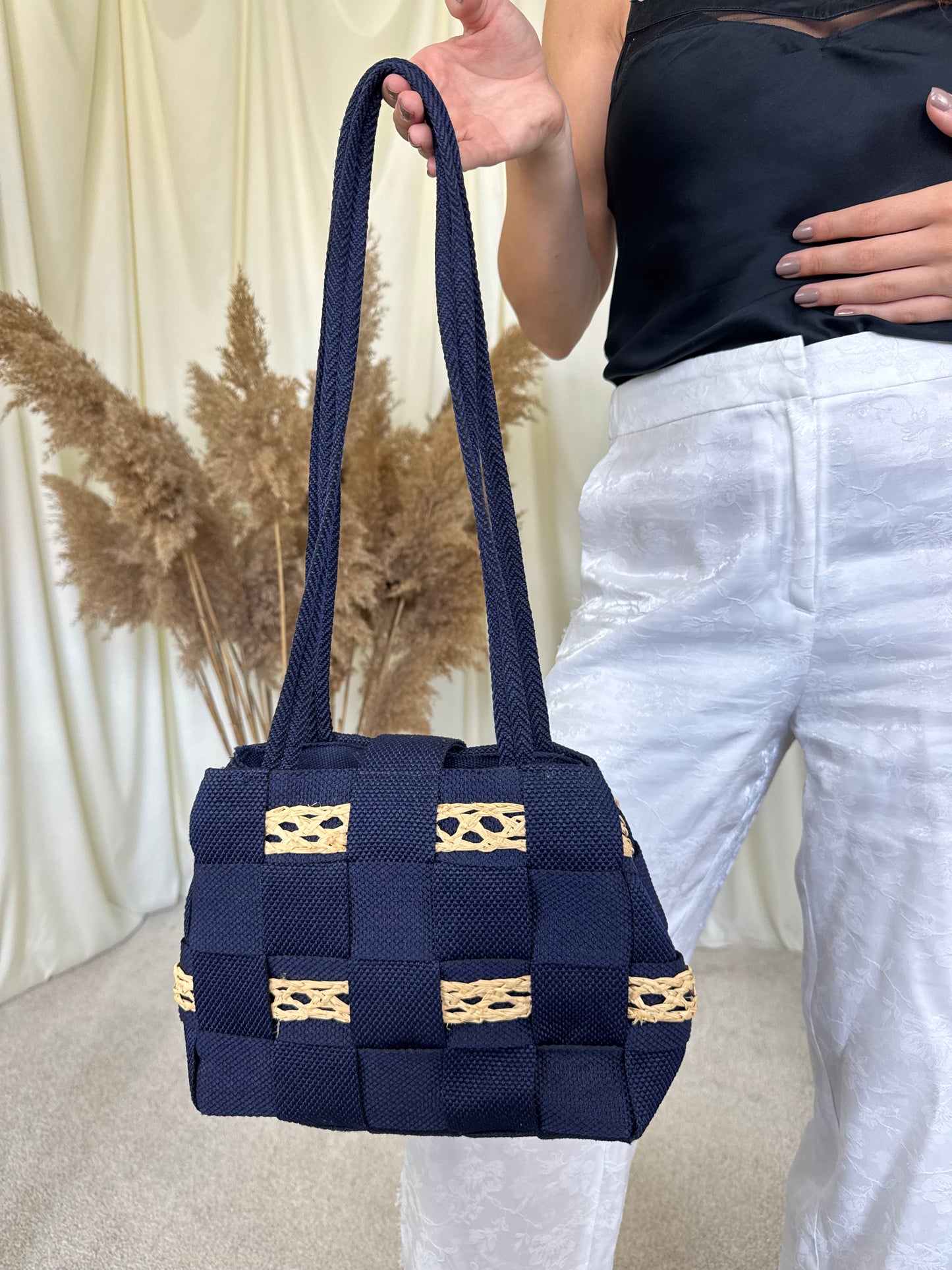 Geantă vintage Made in italy bleu 
(Dimensiunile : 31/20cm)