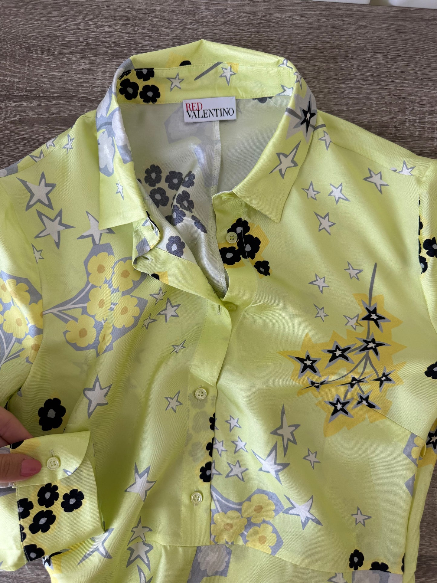 Rochie nouă Valentino din 100% mătase naturală cu print, talie marcata ( mărimea S)