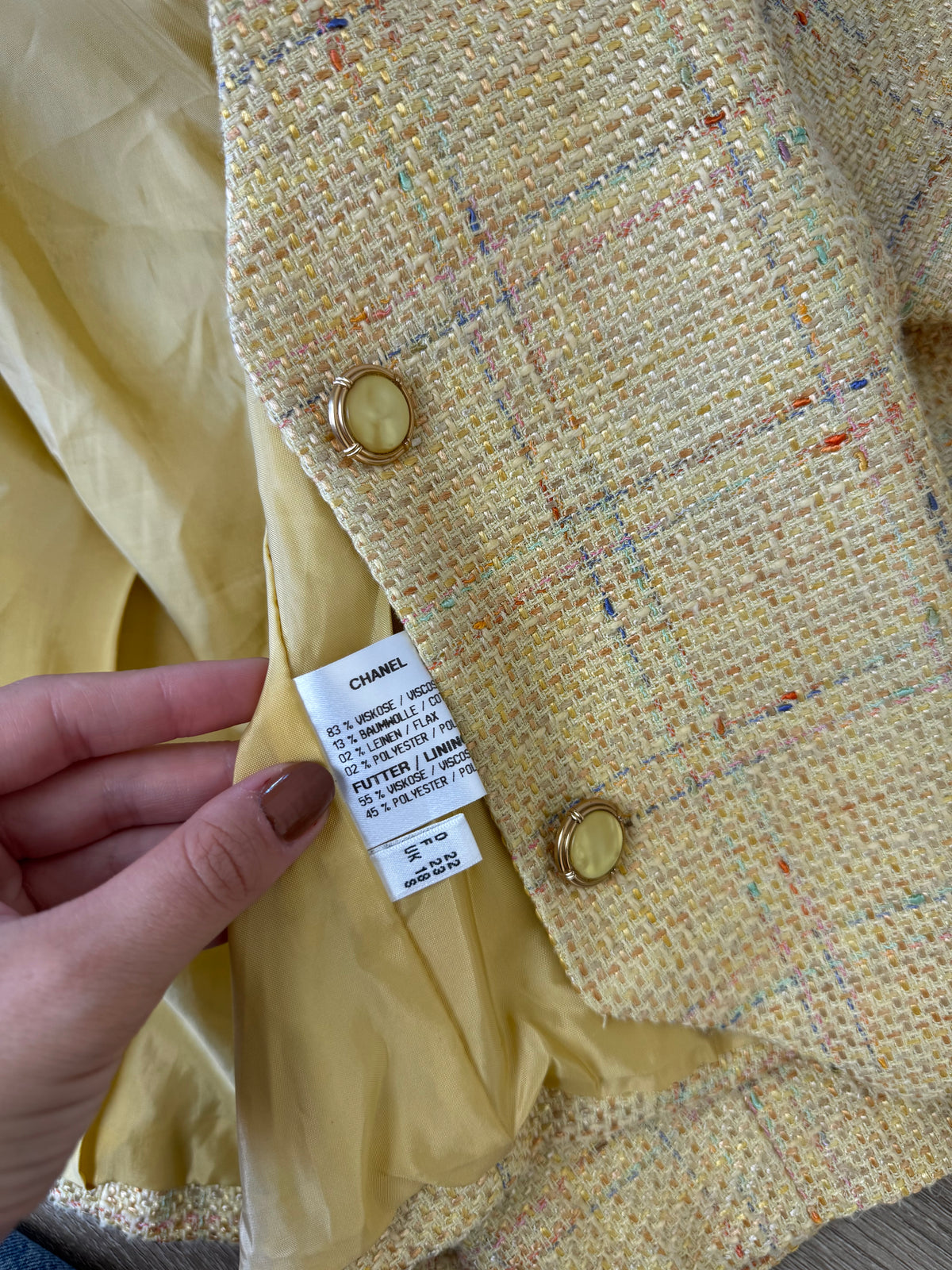 Sacou premium DELMOD în stil chanel din vascoza, bumbac și in cu nasturi bijuterie și mâneci 3/4 ( mărimea M/L)
