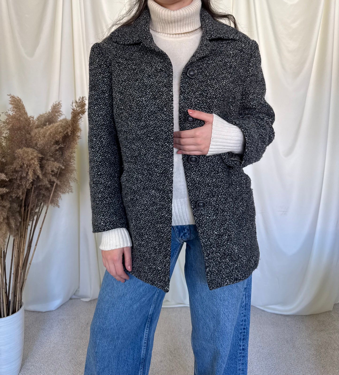 Jacheta vintage din stofa de lâna tip tweet