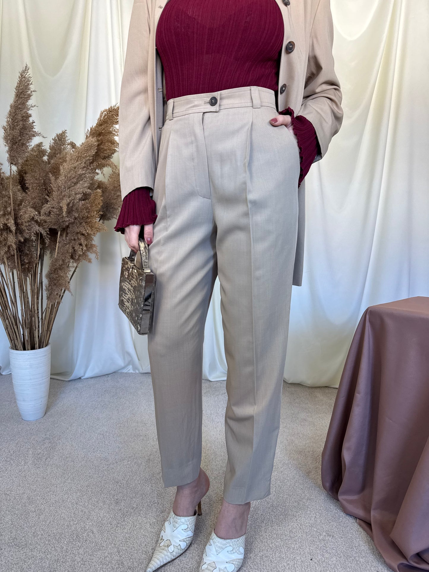 (BACK IN STOCK) Sacou vintage + pantalon cu talie înaltă ( S)