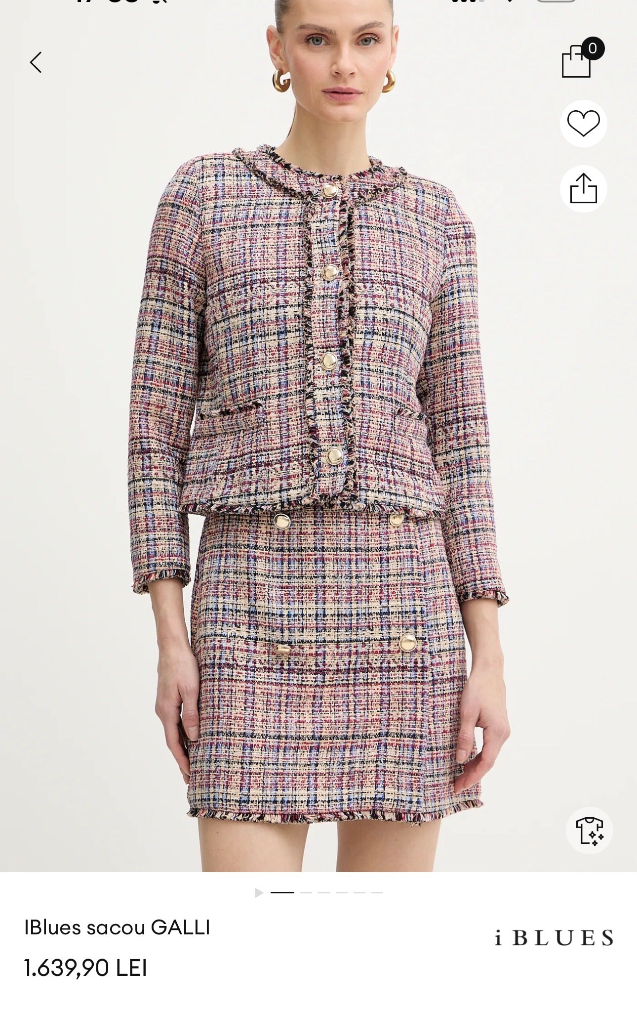 Sacou- jacheta tweed iBLUES  cu nasturi metalici aurii 
(Mărimea XS)