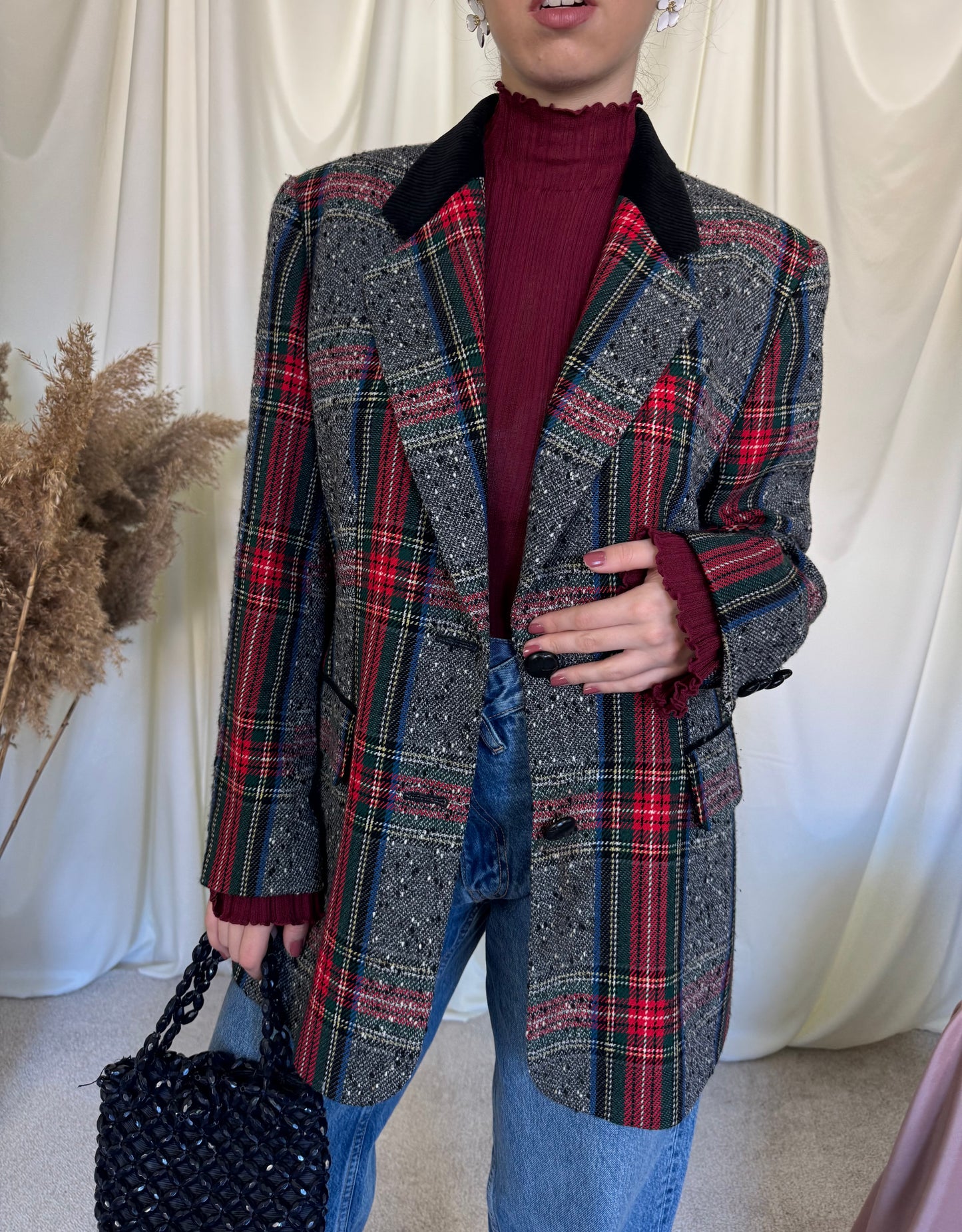 Sacou vintage superb din stofă de lână ( mărimea M)