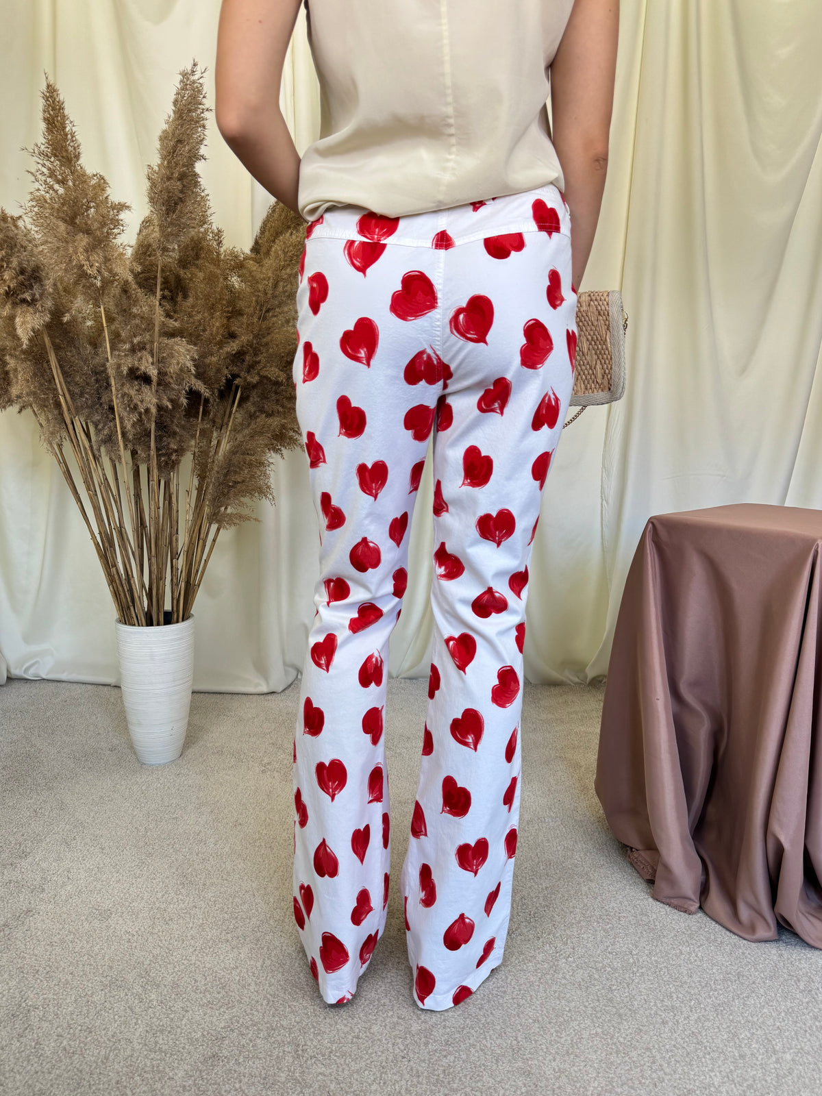 Pantalon ESCADA premium cu talie înaltă, print superb, bumbac 97% ( mărimea S/M)