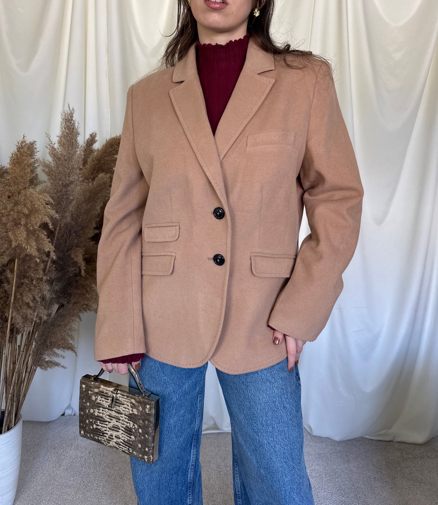 Sacou superb în nuanța camel din 80% lână și casmir( XL)