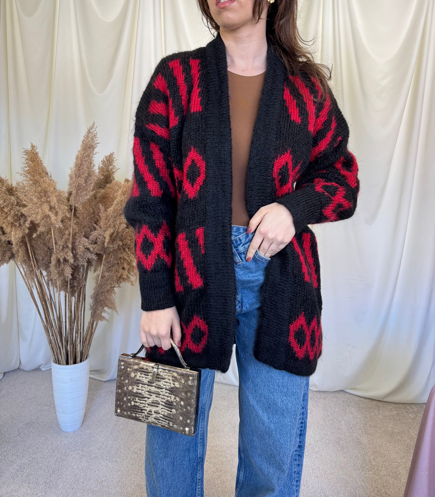 Cardigan vintage HANDMADE din lana( S-M)