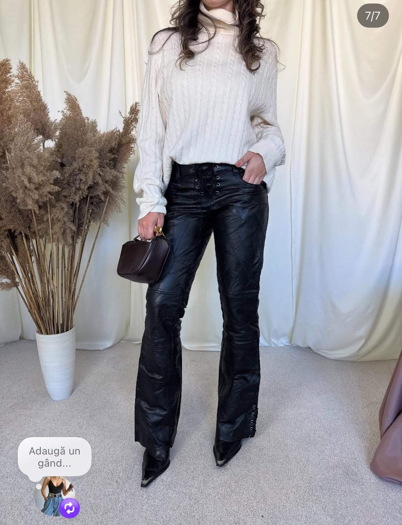 Pantaloni vintage piele naturală( mărimea XS-S)