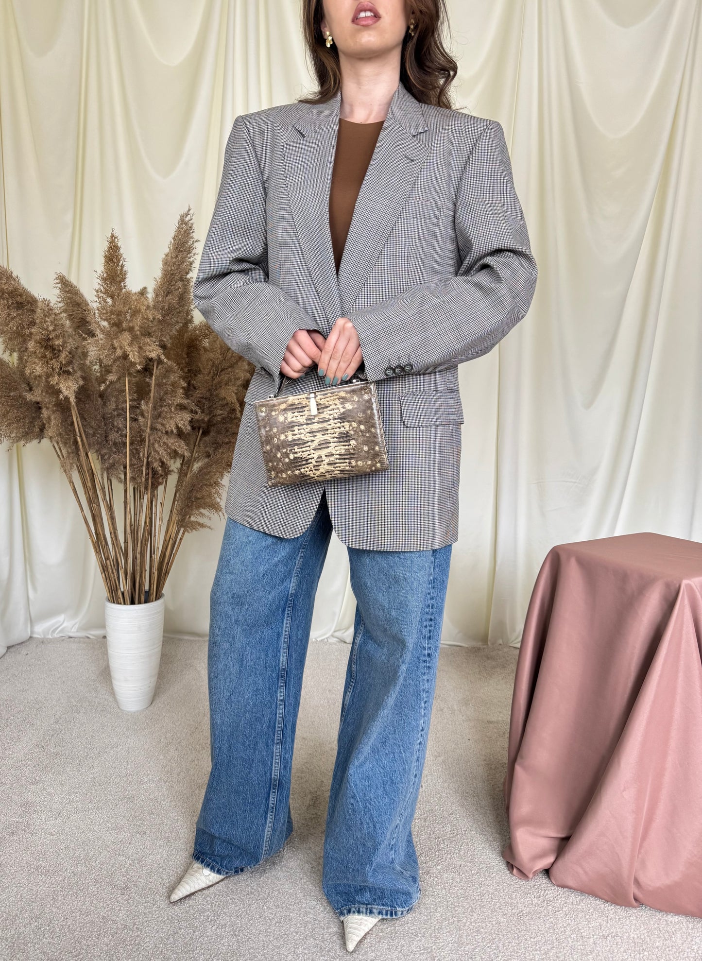 Sacou luxury BURBERRY din stofă cu print 100% lână 
(Mărimea L)