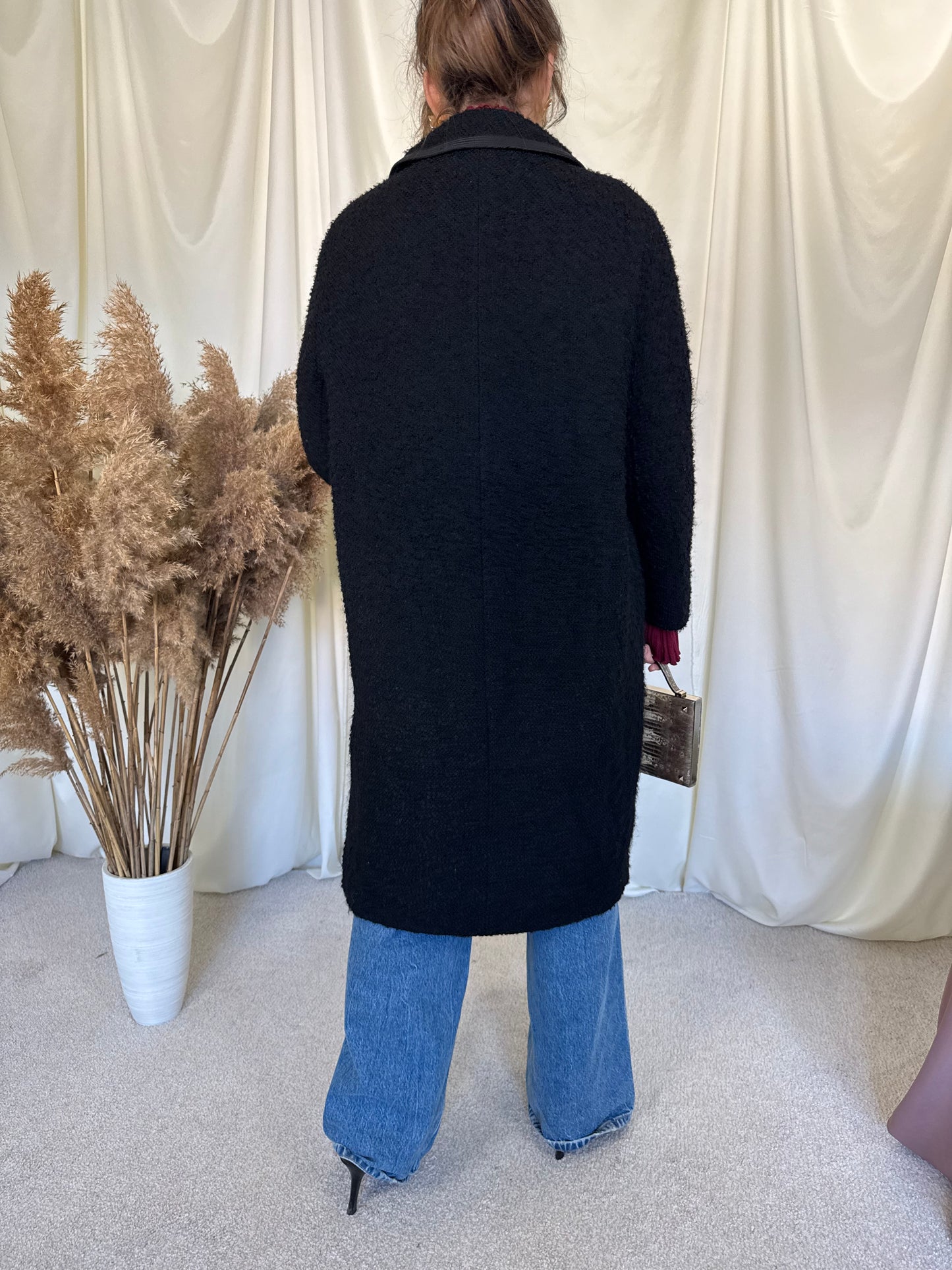 Palton vintage superb din stofă de lână boucle, mărimea M