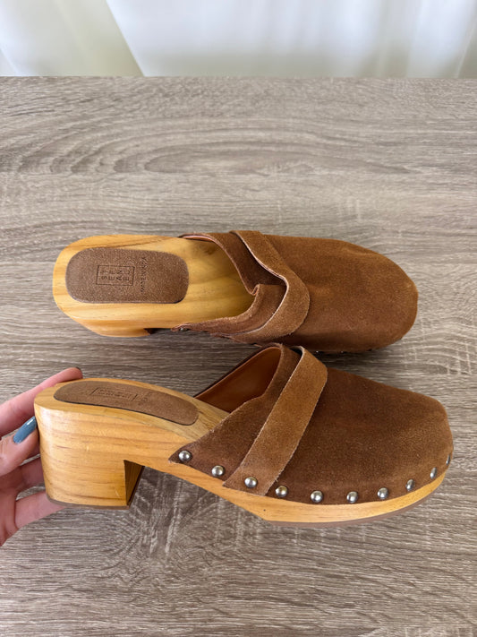 Saboți de vară STEFANEL din piele naturală și lemn, mărimea 39