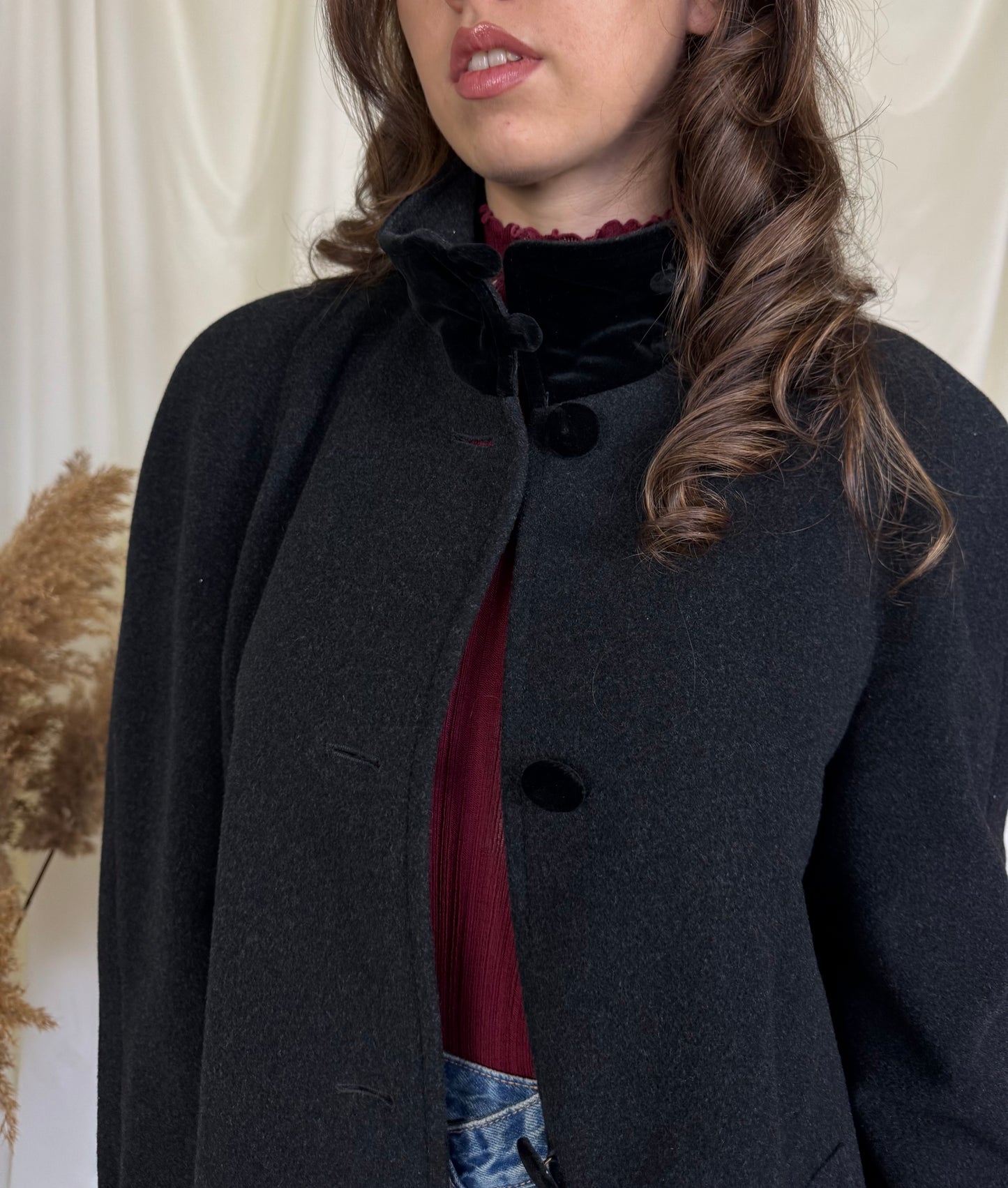 Palton vintage din stofă moale 80% lână (mărimea L)