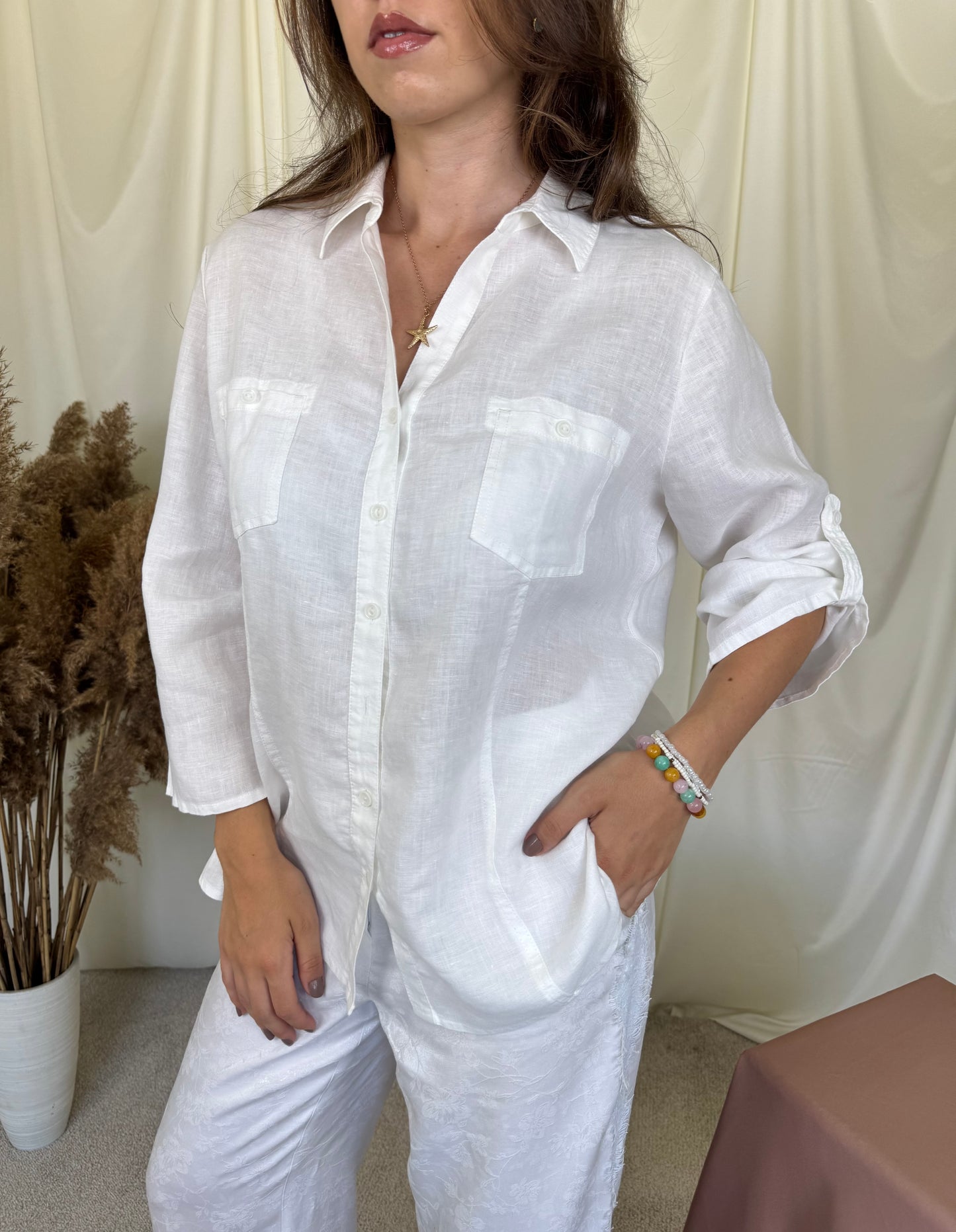 Cămașă de vară Barbara Lebek din in cu mâneci 3/4 ( mărimea L)