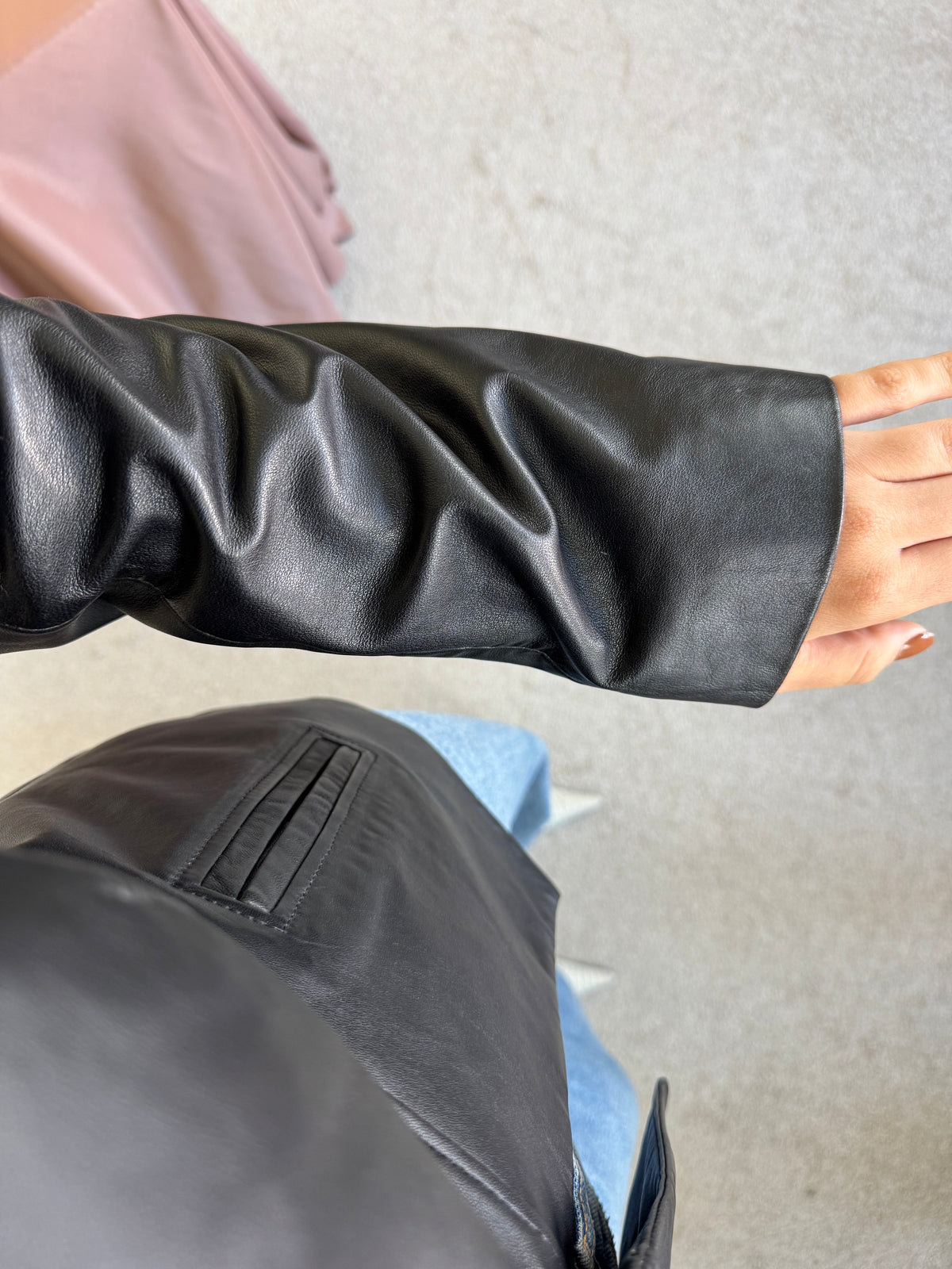 Sacou-jacheta premium LAUREL din 100% piele naturală super fină cu talie cambrata și umeri accentuați ( mărimea S )
