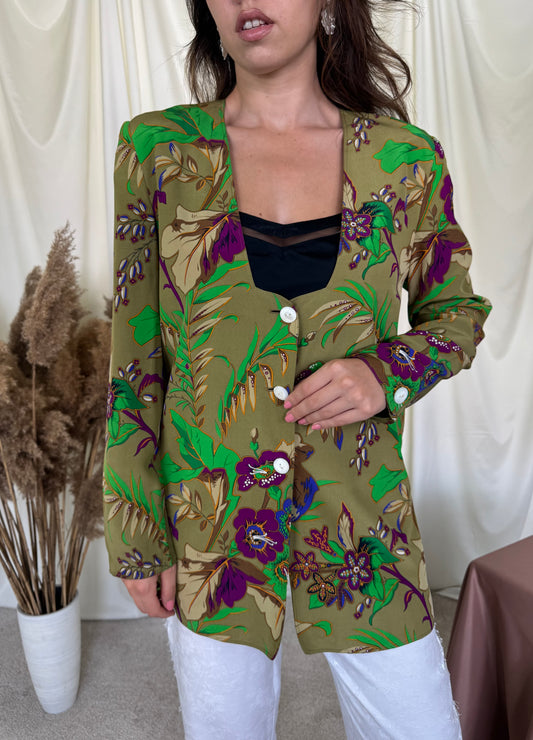 Sacou luxury GENNY din 100% mătase naturala cu print superb ( mărimea M- M/L)