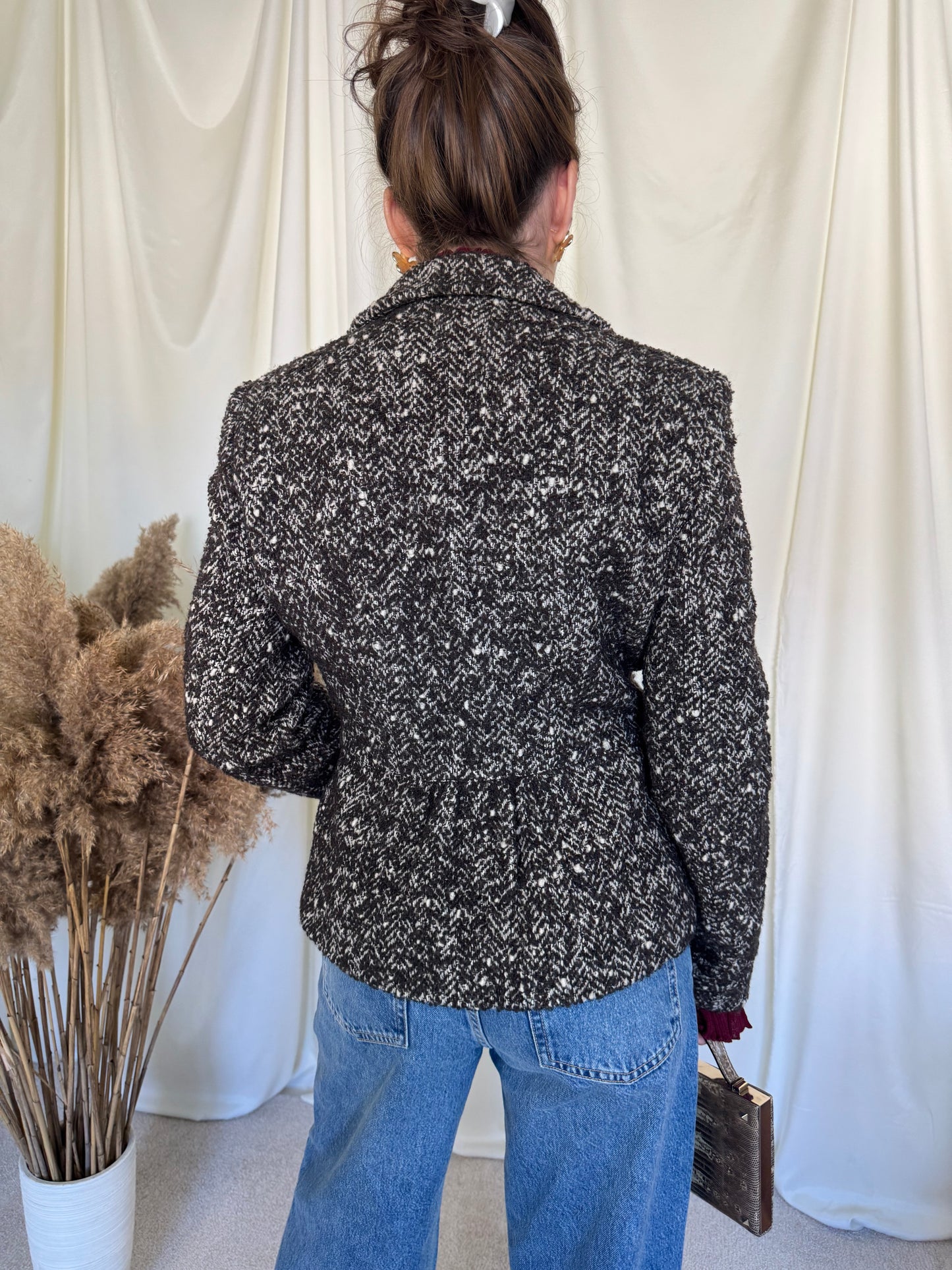 Jachetă din stofă de lână tip boucle ( mărimea s)