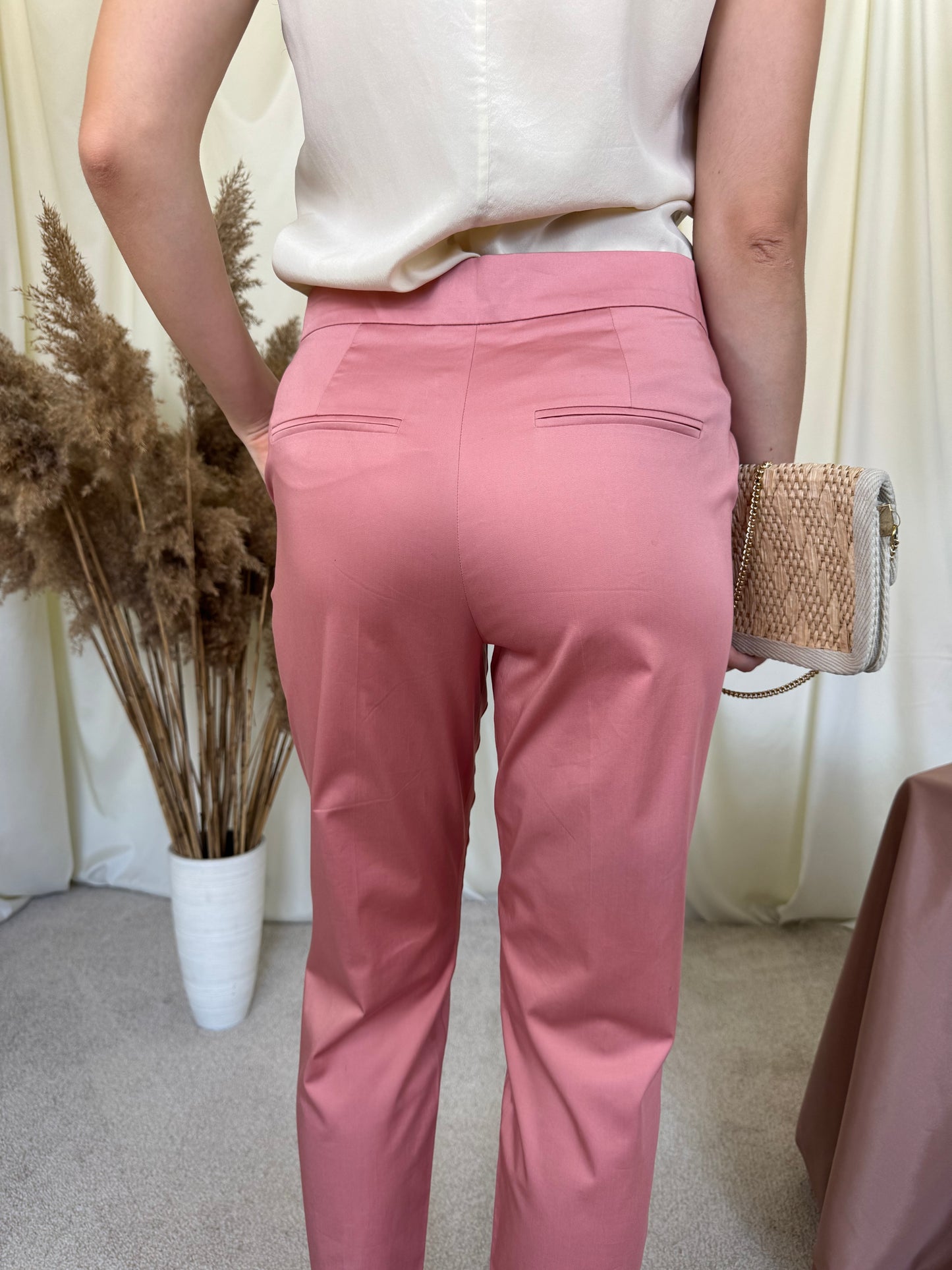 Pantalon office GERRY WEBER din bumbac, roz pal ( marimea S/M)