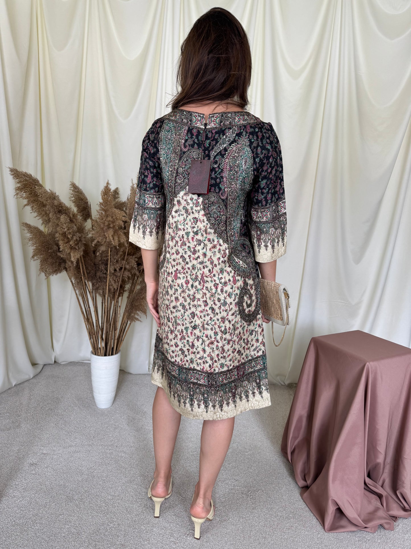 Rochie luxury ETRO, print specific brandului, produs nou, mătase lână și vascoza ( mărimea S-M)