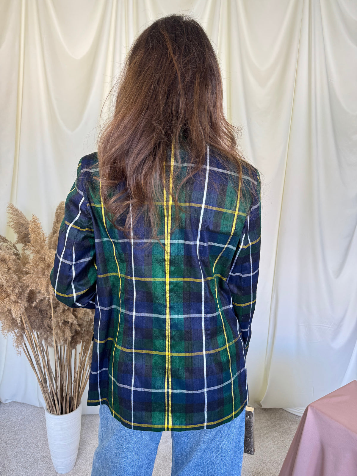 Sacou vintage din 100% mătase naturală cu print ( mărimea S/M)