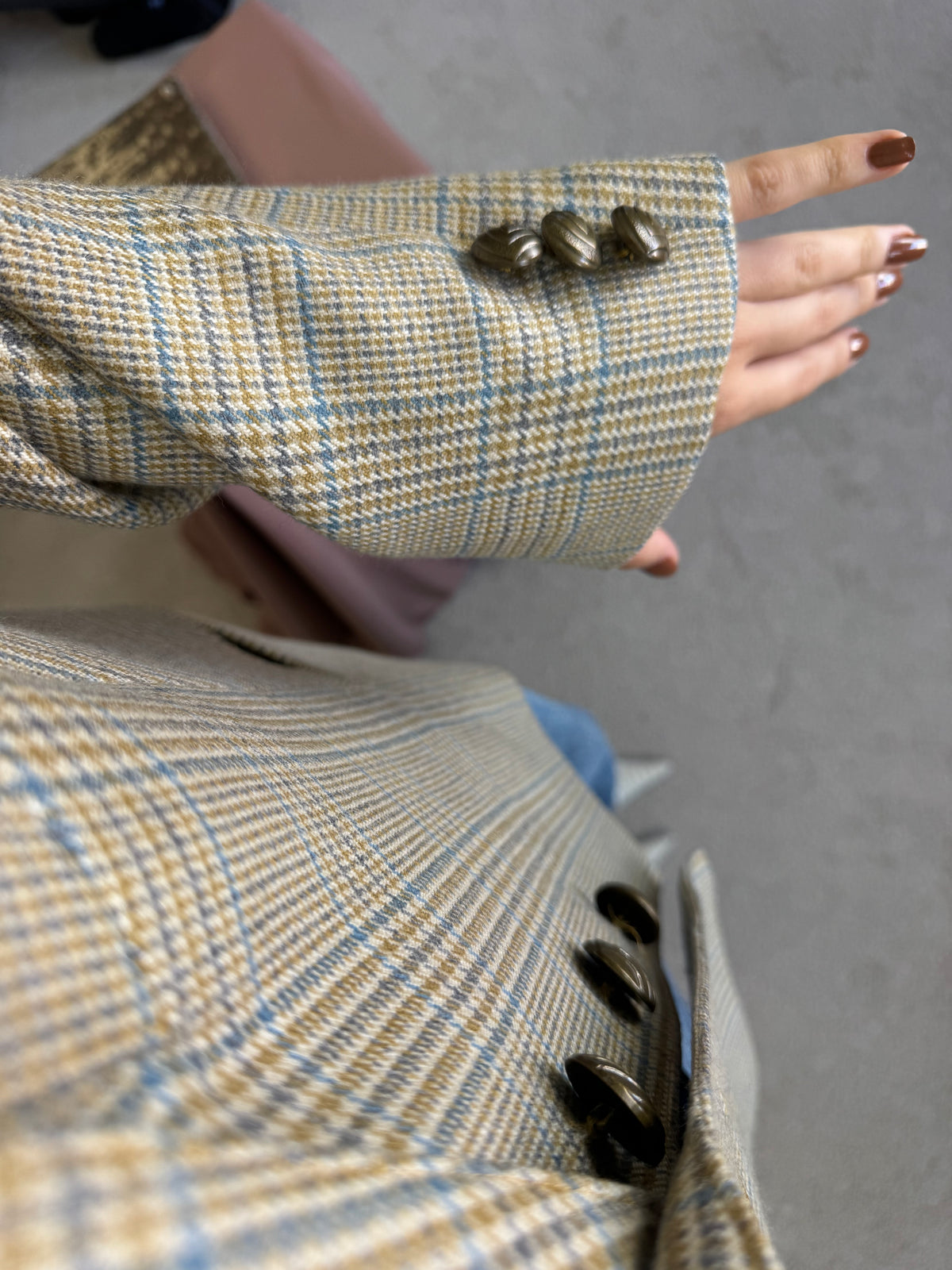 Sacou vintage tip jachetă din stofă calitativă din 100% lână ( mărimea L/XL)