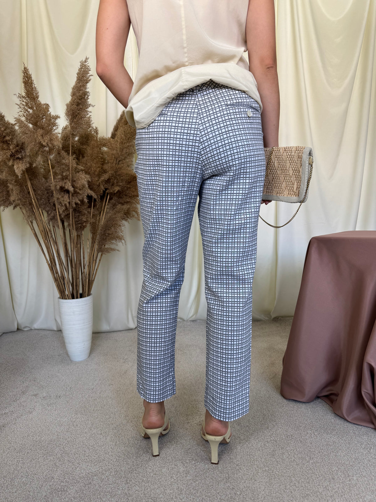 Pantalon Max Mara din bumbac cu print, talie medie( mărimea M/L)