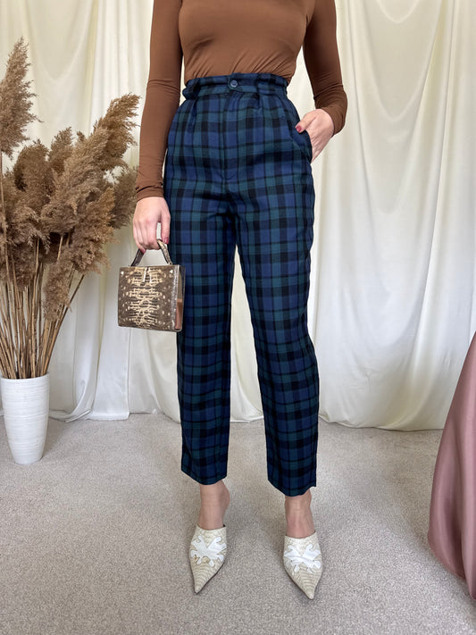 Pantalon vintage din lana cu talie super înaltă, (mărimea XS)