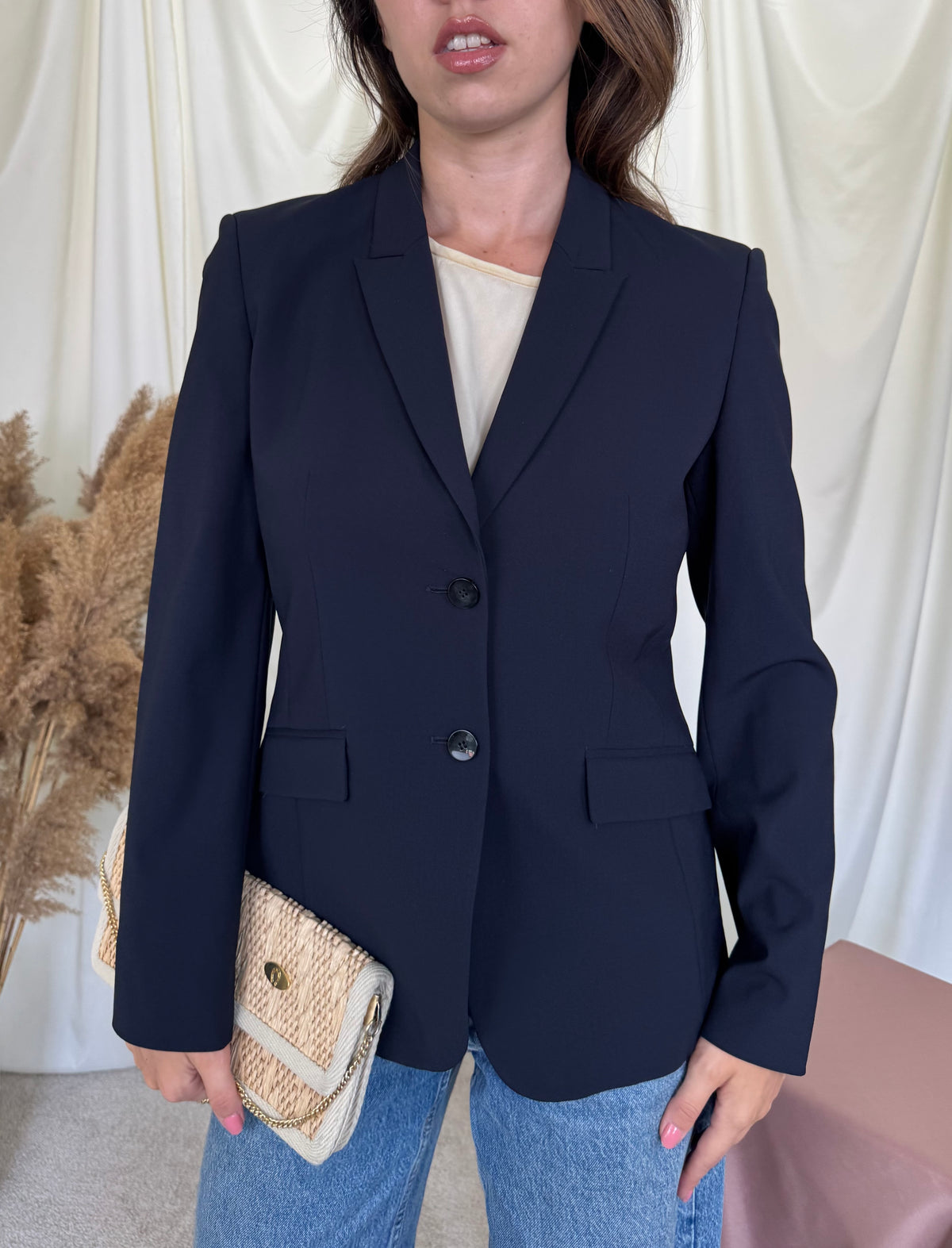 Sacou premium Hugo Boss din stofă de lână fină, bleumarin( mărimea S-M)