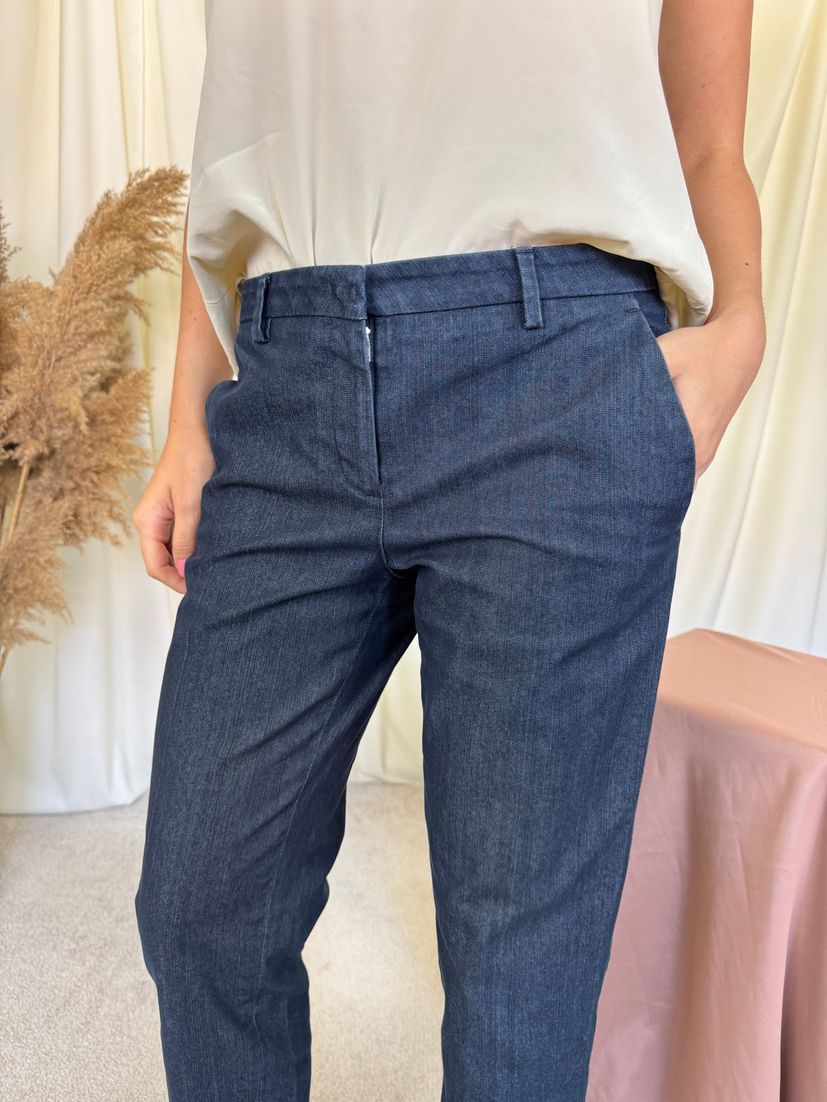Blugi luxury MOCLER din denim de bumbac ( mărimea S/M)
